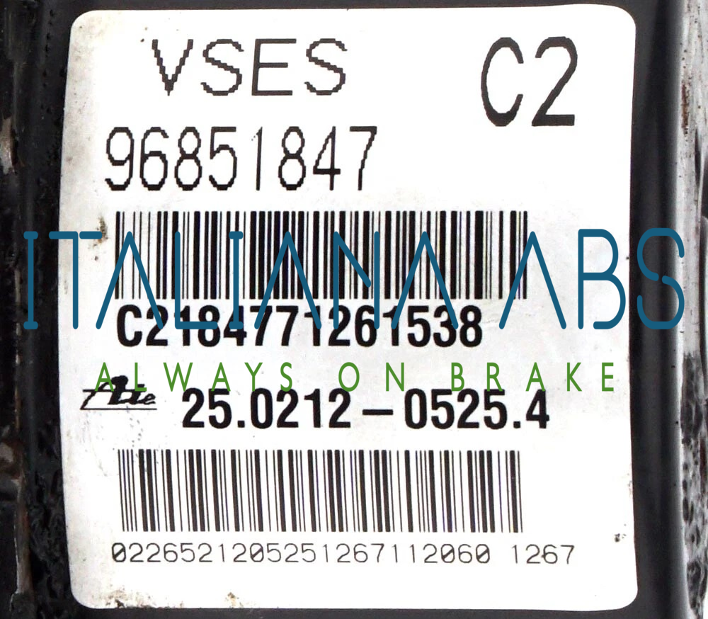 Centralina ABS CHEVROLET, codici identificativi: 96851847 25021205254 25092645883