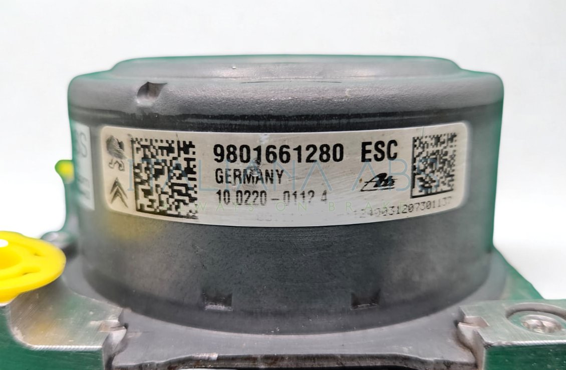 Centralina ABS PEUGEOT, codici identificativi: 9801661280 10022001124 10091511733