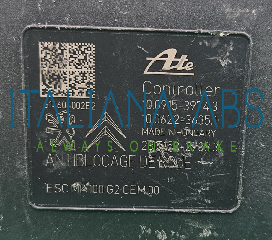 Centralina ABS CITROEN PEUGEOT, codici identificativi: 9809312580 10022003624 10091539743
