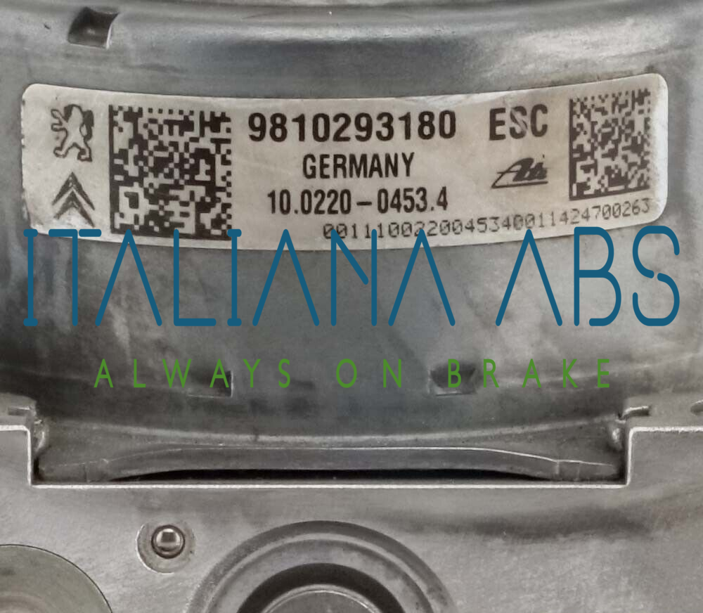 Centralina ABS PEUGEOT, codici identificativi: 9810293180 10022004534 10091539603