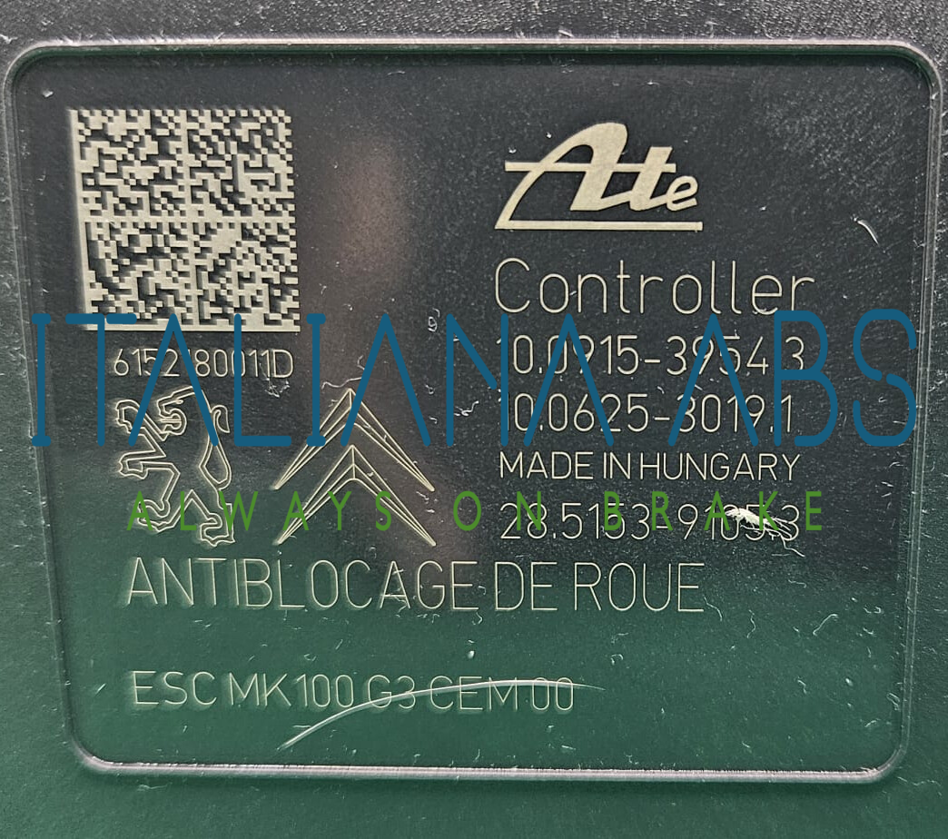 Centralina ABS PEUGEOT, codici identificativi: 9813805380 1022005814 10091539543