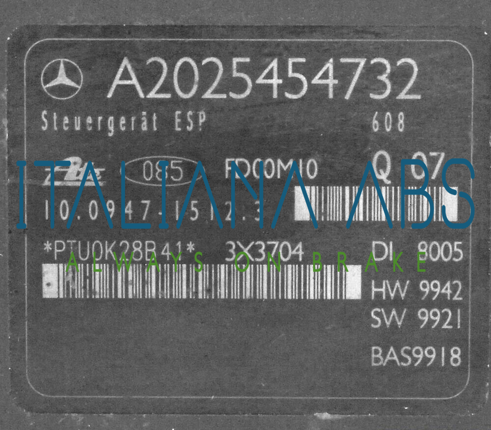 Centralina ABS MERCEDES, codici identificativi: A0034318212 A2025454732 10094715123