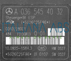 Centralina ABS MERCEDES, codici identificativi: A0064310312 A0365454032 10092515843