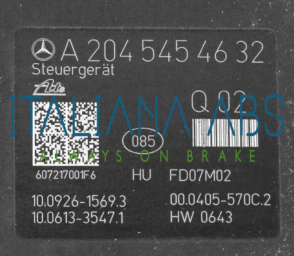 Centralina ABS MERCEDES, codici identificativi: A0064312512 A20454632 10092615693