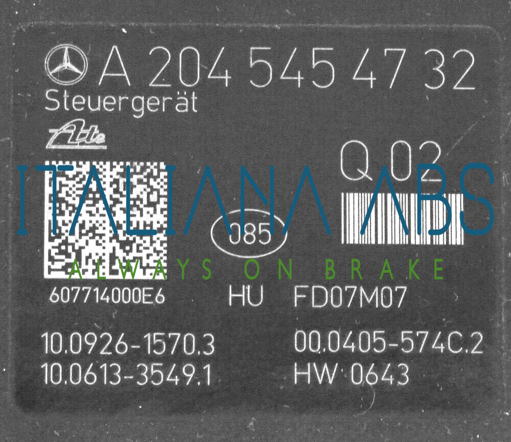 Centralina ABS MERCEDES, codici identificativi: A0064312612 A20454732 10092615703