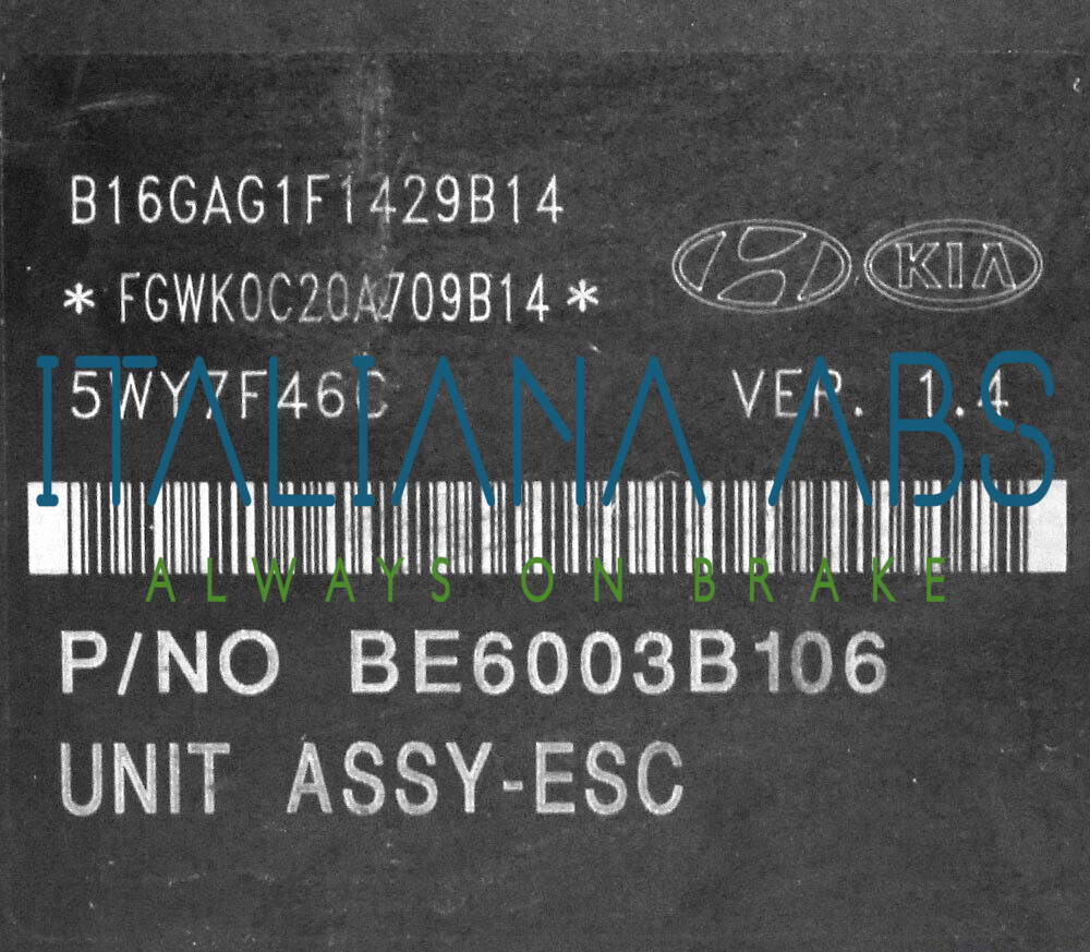 Centralina ABS HYUNDAI, codici identificativi: BE6003B106 589202Y350 BH6013I001
